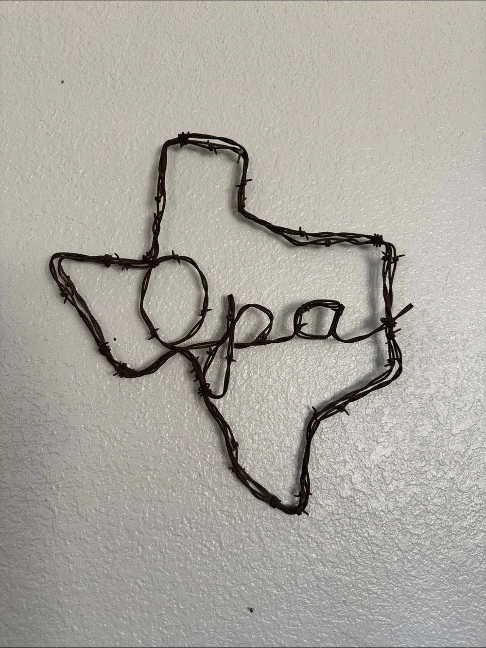 Handcrafted Barbed-Wire Texas Wall Art - 'Opa'